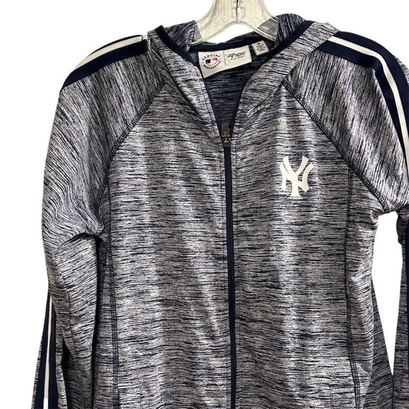 NY Yankees Genuine Merchandise 4her Women's Full Zip Hooded Jacket Blue Size M - Picture 2 of 14
